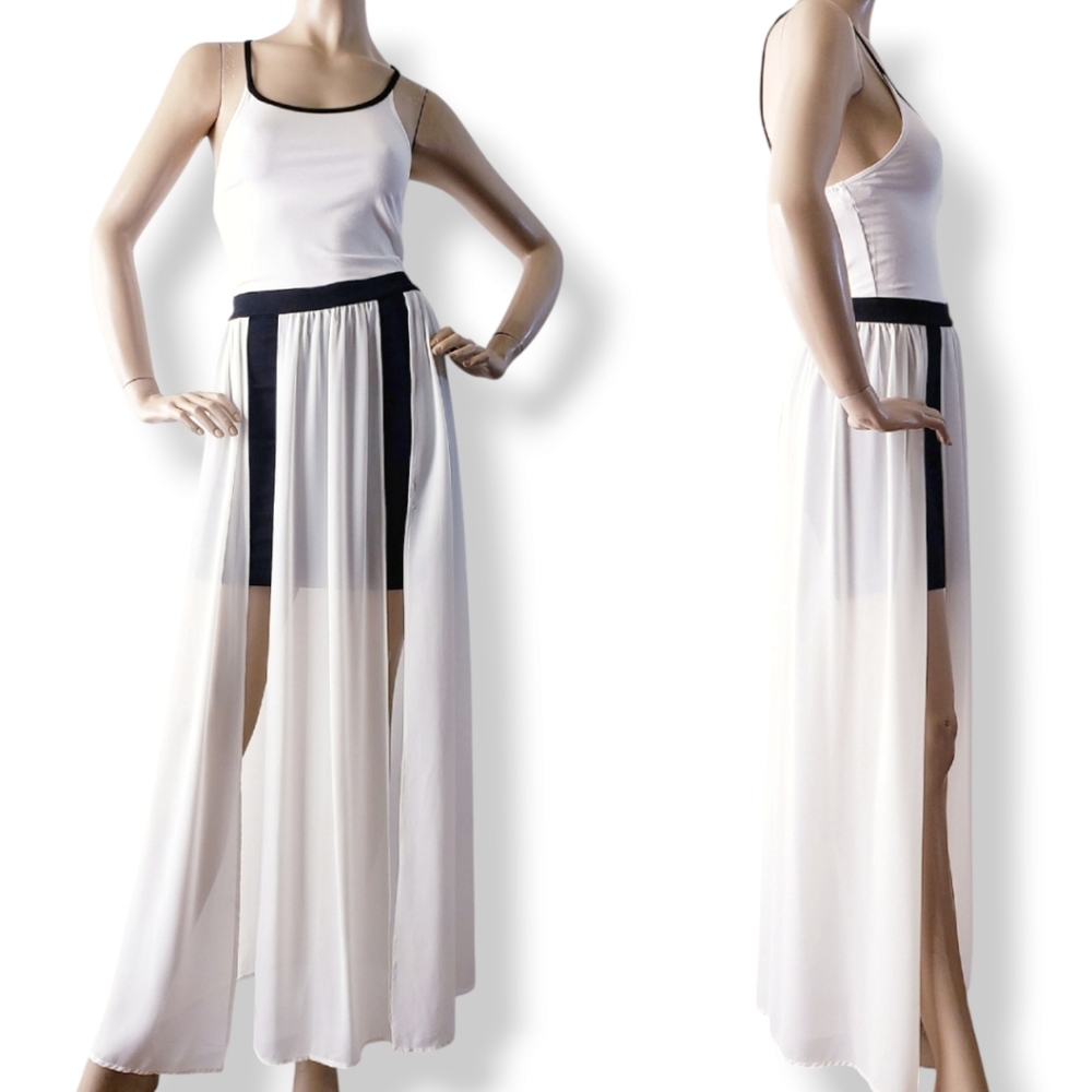 Off White & Black Paneled Maxi Dress by Ekklesia